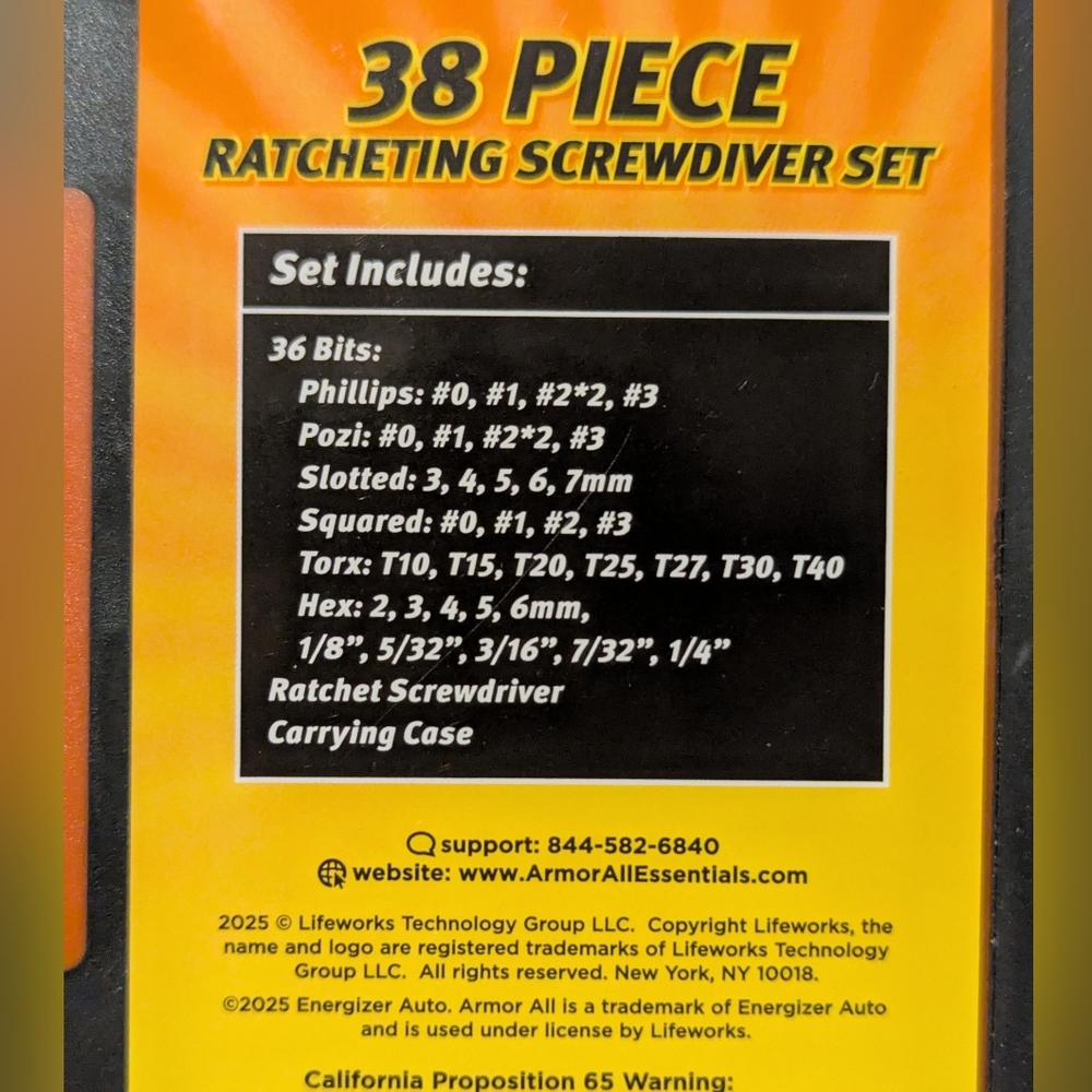 Armor All 38 Piece Ratcheting Screwdriver Set - Picture 2 of 2